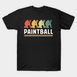 Colorful Retro Paintball Players Paint Ball Airsoft T-Shirt